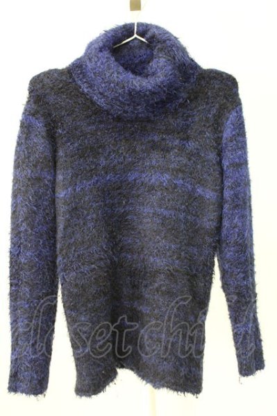 画像1: CIVARIZE / Creed 2wayフェザーヤーンZIPタートルニットソー 46 ブルー T-25-12-19-006-CI-to-YM-ZT (1)