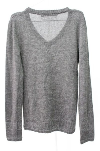 画像2: NO ID. / ウール混リブ切り替えVネックニットソー 1 グレー T-25-12-19-014-NO-to-YM-ZT (2)
