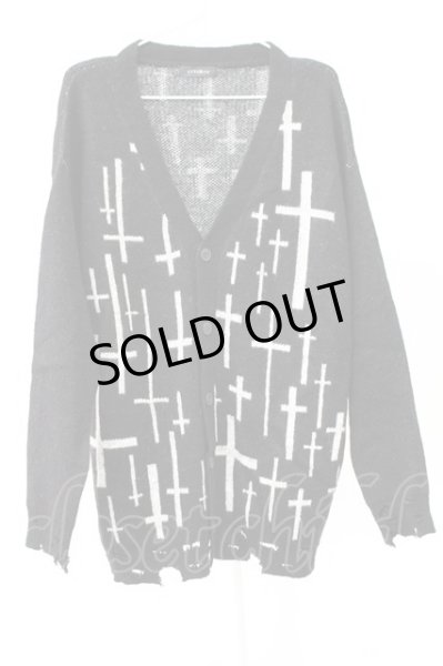 画像1: CIVARIZE / クロス総柄ダメージ加工モヘアカーディガン F ブラック T-25-12-19-017-CI-to-YM-ZT (1)