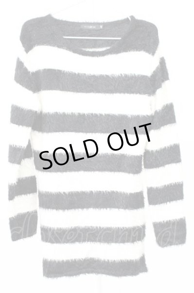 画像1: CIVARIZE / シャギーボーダーニットソー 46 ホワイトｘブラック T-25-12-19-002-CI-to-YM-ZT (1)