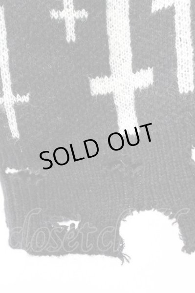 画像6: CIVARIZE / クロス総柄ダメージ加工モヘアカーディガン F ブラック T-25-12-19-017-CI-to-YM-ZT (6)