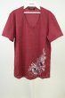 画像1: TORNADO MART / フラワープリントVネックTシャツ L ワイン T-26-05-22-015-TO-ts-YM-ZT (1)