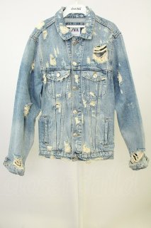 ZARA / ペインティングデザインデニムジャケット Gジャン EU XL