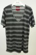 画像1: SEANA / グラデーションボーダーVネックTシャツ L グレー T-26-05-22-020-SE-ts-YM-ZT (1)