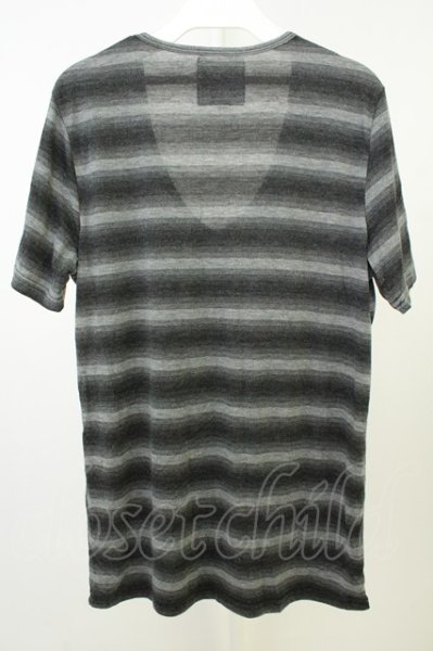 画像2: SEANA / グラデーションボーダーVネックTシャツ L グレー T-26-05-22-020-SE-ts-YM-ZT (2)