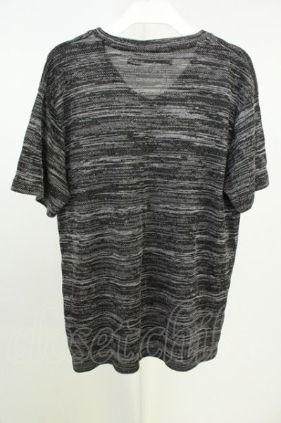 画像2: SEANA / ミックスボーダーVネックニットTシャツ L グレー T-26-05-23-010-SE-ts-YM-ZT (2)