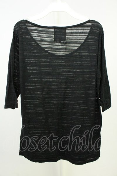 画像2: SEANA / ワイドUネックシースルーボーダーTシャツ L ブラック T-26-05-23-017-SE-ts-YM-ZT (2)
