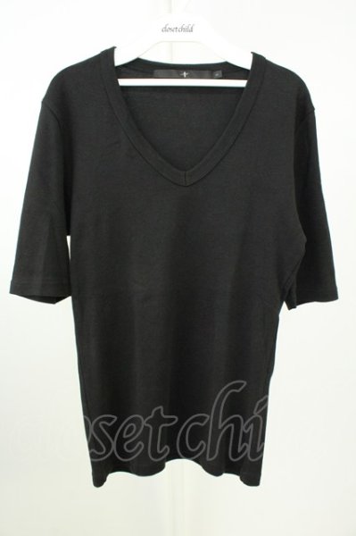 画像1: NO ID. / フライスVネックTシャツ 1 ブラック T-26-05-23-022-NO-ts-YM-ZT (1)