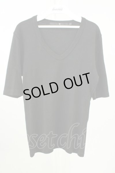 画像1: NO ID. / フライスVネックTシャツ 1 ブラック T-26-05-23-022-NO-ts-YM-ZT123 (1)