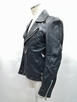 【SALE】NO ID.BLACK ジャケット.カウレザーセミアニリンＵＫタイプＷライダースＪＫＴ /ブラック/2