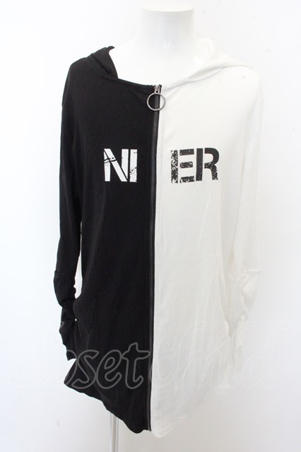 【SALE】NieR CLOTHINGパーカー.ツートンテレコ /ブラック?ホワイト/