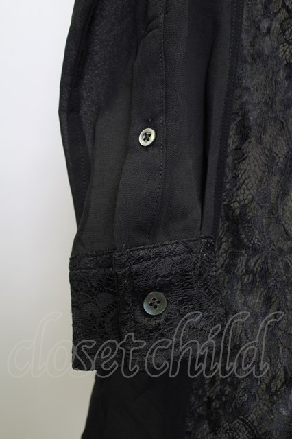 CIVARIZE シャツ.レース切り替えシシフォン /ブラック/44