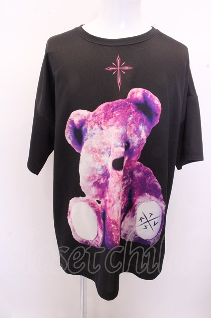 TRAVAS TOKYO bright bear クマ 熊 Tシャツ 黒 ピンク トップス T ...
