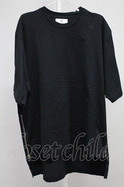 Moonage Devilment / コットンZIPオーバー Tシャツ 44 ブラック T-25-11-10-011-Mo-ts-YM-ZT