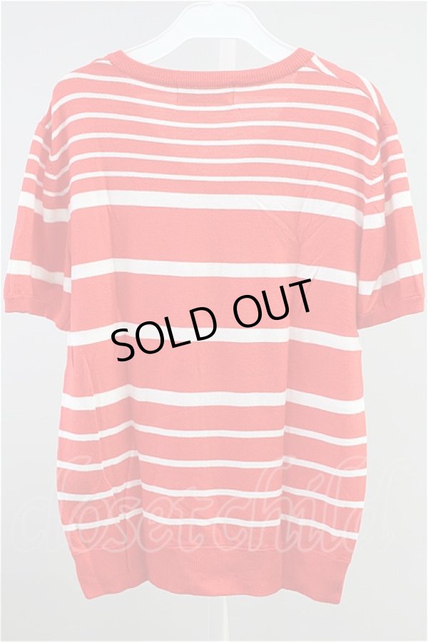 画像2: 【SALE】DOWBL Tシャツ.ボーダーVネックニット【現在買取対象外】 /レッド/44 T-21-09-10-006-DO-ts-ET-ZT167 (2)