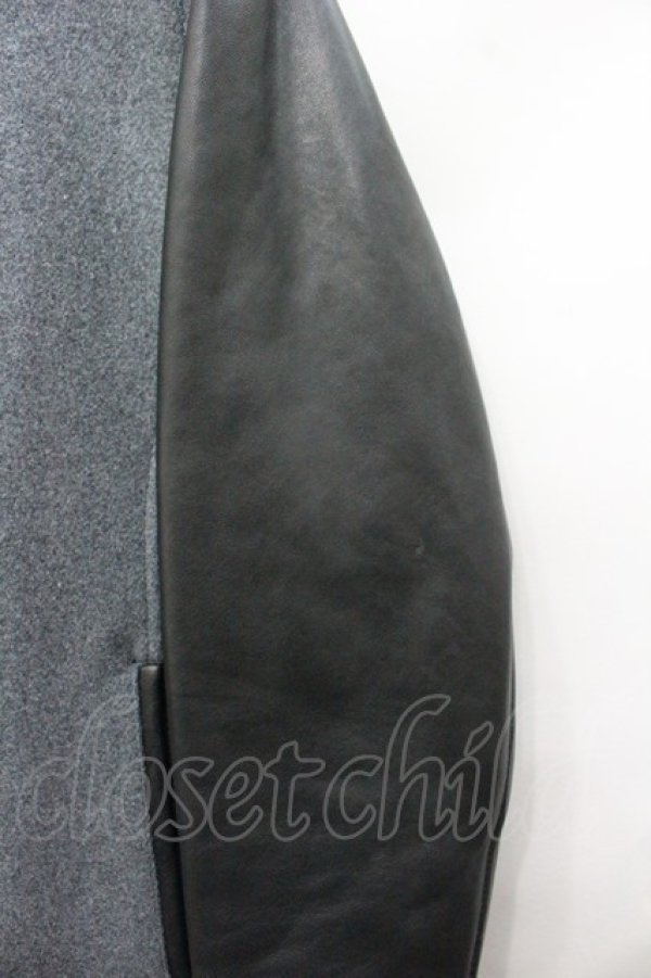 画像5: 【WINTERセール】GALLIS ADDICTION ジャケット.ラムレザー切り替えメルトン /グレーｘブラック/3 O-21-12-29-026-ET-ja-YM-ZT-ML019 (5)