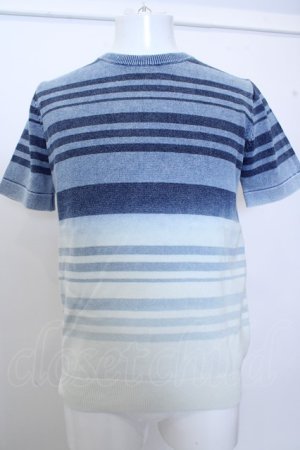 画像: 【SALE】GOSTAR DE FUGA Tシャツ.パネルボーダーニット /ブルー/46 O-23-03-17-035-GO-ts-YM-ZT401