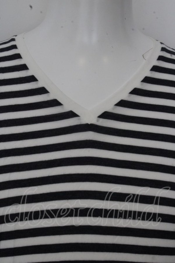 画像2: 【WINTERセール】NO ID. Tシャツ.ブライトボーダー天竺 /ホワイトｘブラック/3 O-23-04-15-034-NO-ts-YM-ZT103 (2)