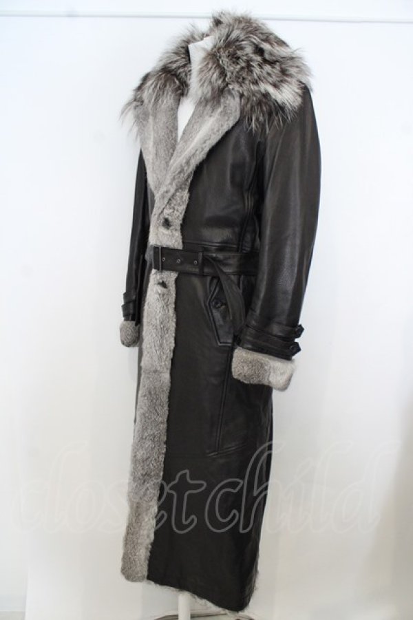 TORNADO MART コート.マキシレザーコンビファー'19AW /ブラック/M O-23-08-24-042-TO-ou-YM-ZT1111