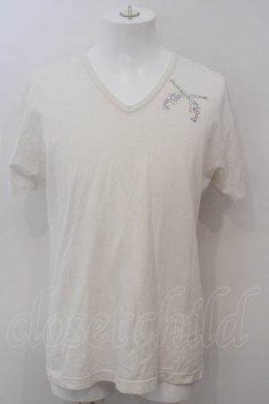 画像: 【WINTERセール】roar / swarovski pistol VネックTシャツ 3 ホワイト O-24-02-23-049-ro-ts-YM-ZT268