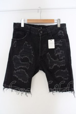画像: 【WINTERセール】NO ID. / ダメージ加工ブラックハーフパンツショートパンツ 3 ブラック O-24-03-19-072-NO-pa-YM-ZT091