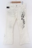 画像1: 【セール】TORNADO MART / ストレッチ刺繍顔料染めベルボトム L ホワイト O-24-03-23-085-TO-pa-YM-ZT301 (1)