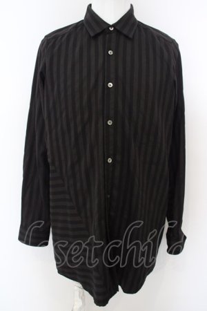 画像: NO ID. BLACK / ショートカラー切り替えロングシャツ 1 ブラック O-24-04-03-060-NO-sh-YM-ZT114