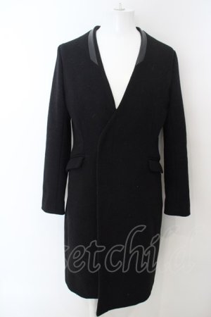 画像: 【WINTERセール】NO ID. BLACK / ラム切り替えノーカラーチェスターコート 1 ブラック O-24-04-03-078-NO-ou-YM-ZT-ML012