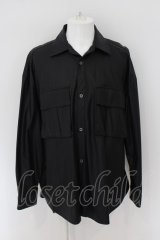 画像: 【セール】CIVARIZE / PUレザーオーバーサイズミリタリーシャツ F ブラック O-24-06-08-021-CI-sh-YM-ZT-ML010