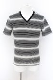 画像1: 【セール】NEW GENTLEMAN / 立体ボーダーVネックTシャツ 3 ブラックｘホワイト O-24-06-17-030-NE-ts-YM-ZT291 (1)