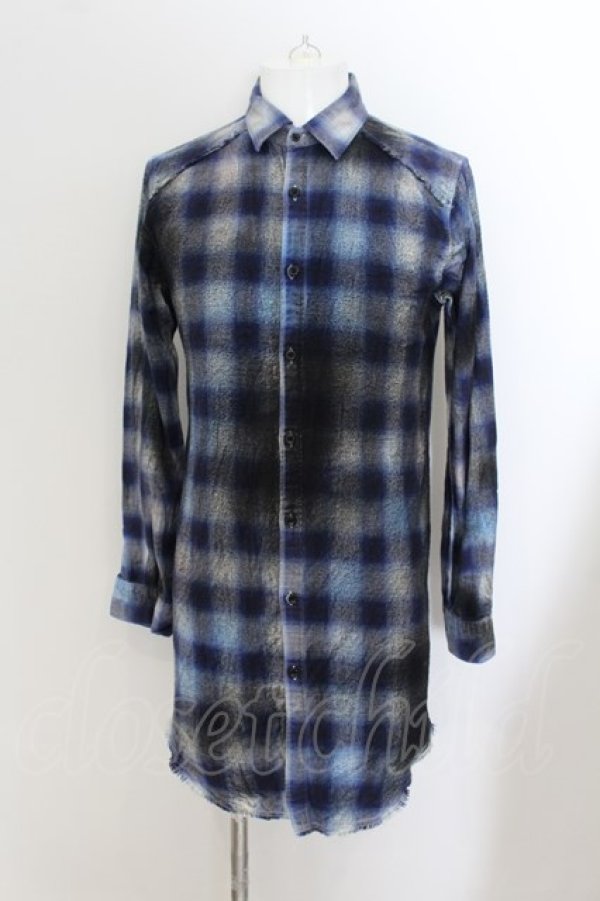 画像1: CIVARIZE / Wasp 裾ジップロングチェックシャツ 46 ブルー O-24-07-23-015-CI-sh-YM-ZS (1)