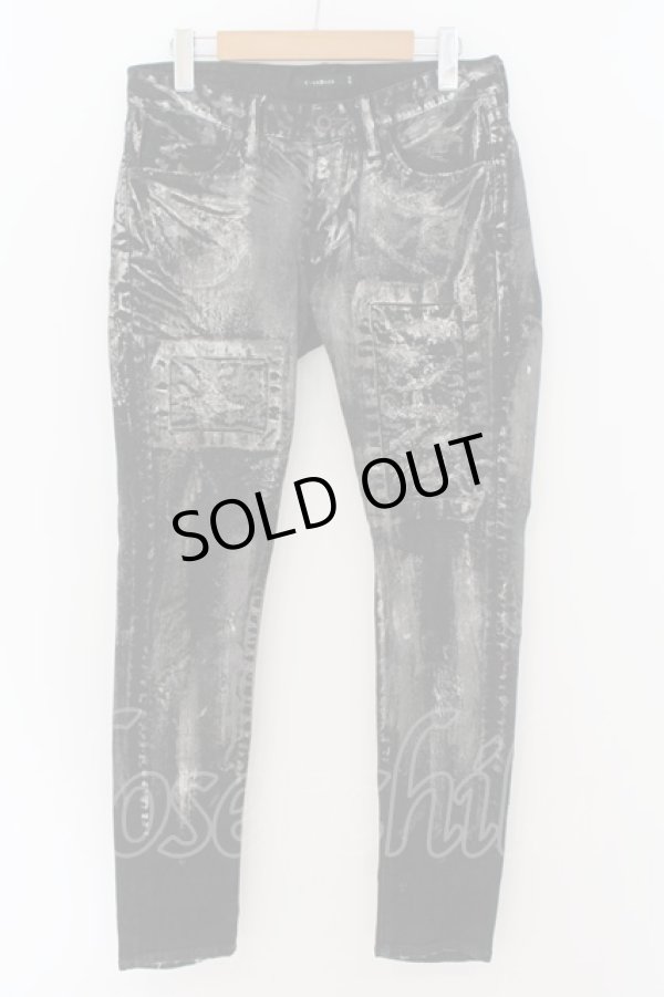 画像1: CIVARIZE / Notice リメイクコーティングスキニーデニムパンツ 44 ブラックｘシルバー O-24-08-21-041-CI-pa-YM-ZT067 (1)