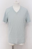 画像1: TORNADO MART / ダイヤプリーツタックJQ半袖Vネックカットソー(マスキュリン) L サックスブルー O-24-08-25-028-TO-ts-YM-ZT151 (1)