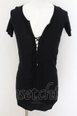 画像1: 【WINTERセール】IFSIXWASNINE / LACE UP/HS　ストライプ　Tシャツ レディース3 ブラック O-24-09-02-080-IF-to-YM-ZT327 (1)