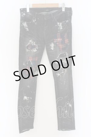 画像: CIVARIZE / タータンリペアペインティングデストロイストレッチスキニーデニムパンツ 44 ブラック O-24-09-16-040-CI-pa-YM-ZT002