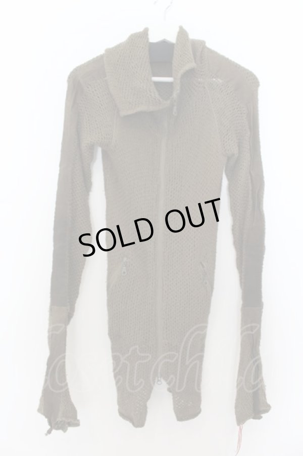 画像2: LGB / ZIP UP/STD KNIT パッチスカルローゲージニット 1 カーキ O-24-09-27-004-LG-to-YM-OS (2)