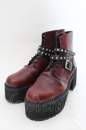 画像: 【WINTERセール】CIVARIZE / Add ラップスタッズ厚底ブーツ 42（26cm前後） ワイン O-24-09-29-091-CI-sho-YM-ZT-S007