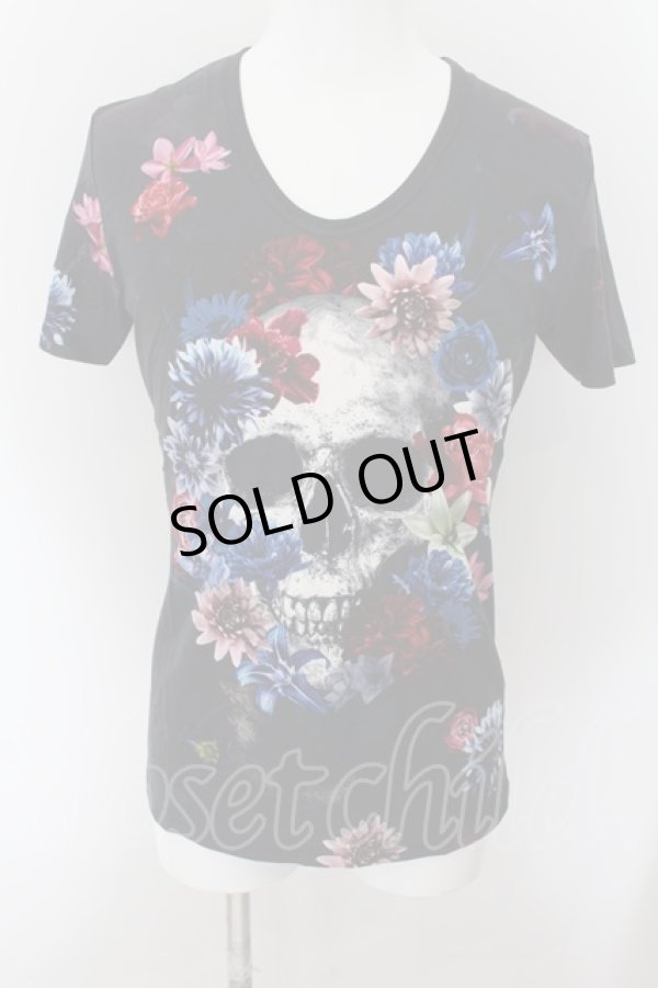 画像1: CIVARIZE / 転写スカルフラワーTシャツ 44 ブラック O-24-10-10-042-CI-ts-YM-ZT231 (1)