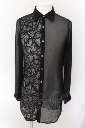 画像: CIVARIZE / シフォンレース切り替えロングシャツ 44 ブラック O-24-10-17-040-CI-sh-YM-OS