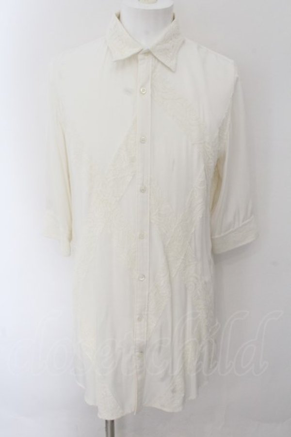 画像1: 【WINTERセール】CIVARIZE / Cunningレース切り替えロングシャツ 46 ホワイト O-24-10-17-062-CI-sh-YM-ZT291 (1)
