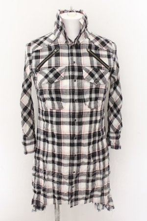 画像: LGB / SHIRT-G/DRESS　七部袖シャツワンピース 0（レディース） ピンクｘブラックｘブルー O-24-10-29-069-LG-sh-YM-ZT167