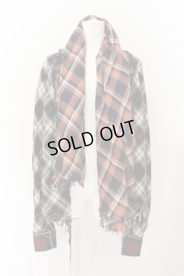 画像1: LGB / SHIRT-G/STL ストールシャツ 0（レディース） レッドｘブラック O-24-12-26-118-LG-sh-YM-ZT102 (1)