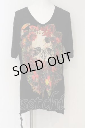 画像: KMRii / BOTANICAL PARADISE Tシャツ 3 ブラック O-24-12-29-063-KM-ts-YM-ZT137
