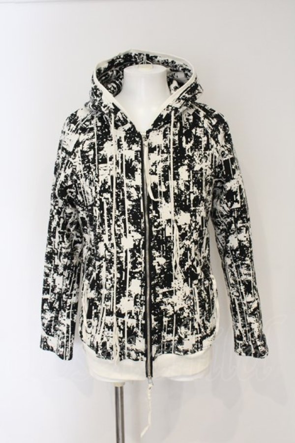 画像1: KMRii / White Graphite Parka Pullover パーカー 3 ホワイトｘブラック O-24-12-29-068-KM-to-YM-ZT137 (1)