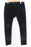 画像1: GOSTAR DE FUGA / 膝クラッシュ加工ストレッチスキニーデニムパンツ 44 ブラック O-25-01-30-009-GO-pa-YM-ZT100 (1)