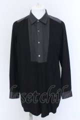 画像: NO ID. BLACK / フロントタック切替ロングシャツ 1 ブラックｘグレー O-25-02-20-015-NO-sh-YM-ZT093