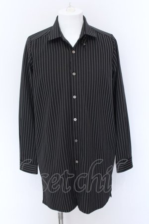 画像: NO ID. BLACK / イレギュラーカラーストライプシャツ 1 ブラック O-25-02-20-016-NO-sh-YM-ZT093