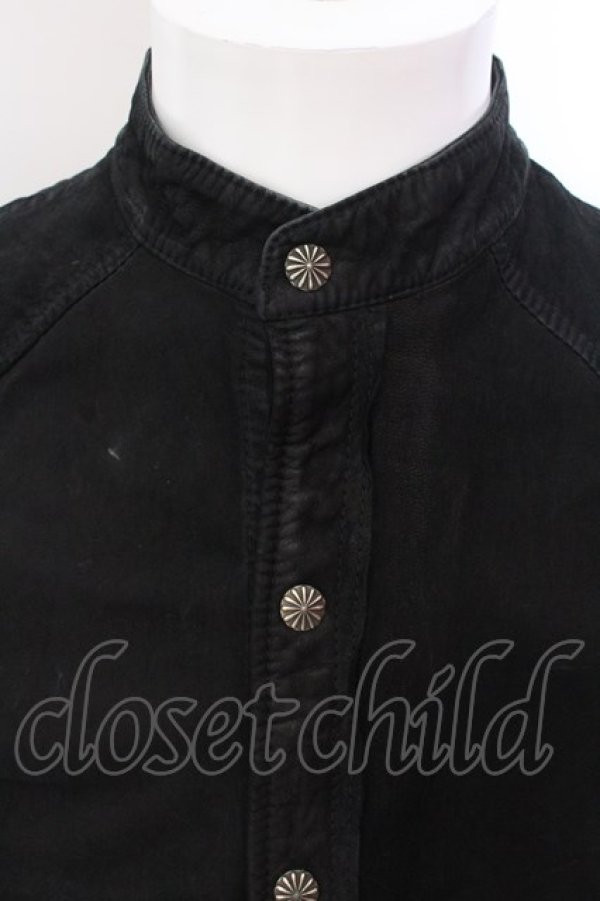 画像2: 14th Addiction / SHEEP SKIN LEATER シャツ 2 ブラック O-25-02-23-002-14-sh-YM-ZT-ML014 (2)