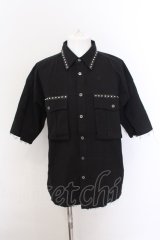 画像: CIVARIZE / スタッズミリタリーシャツ F ブラック O-25-02-24-008-CI-sh-YM-ZT200