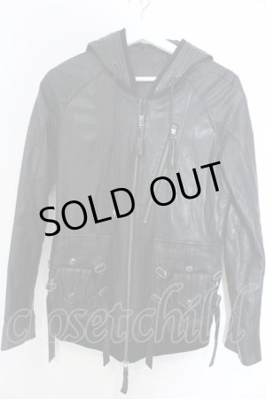 画像: KMRii / Goat Leather Hoodie レザーパーカー 1 ブラック O-25-02-28-045-KM-ou-YM-ZT-ML009
